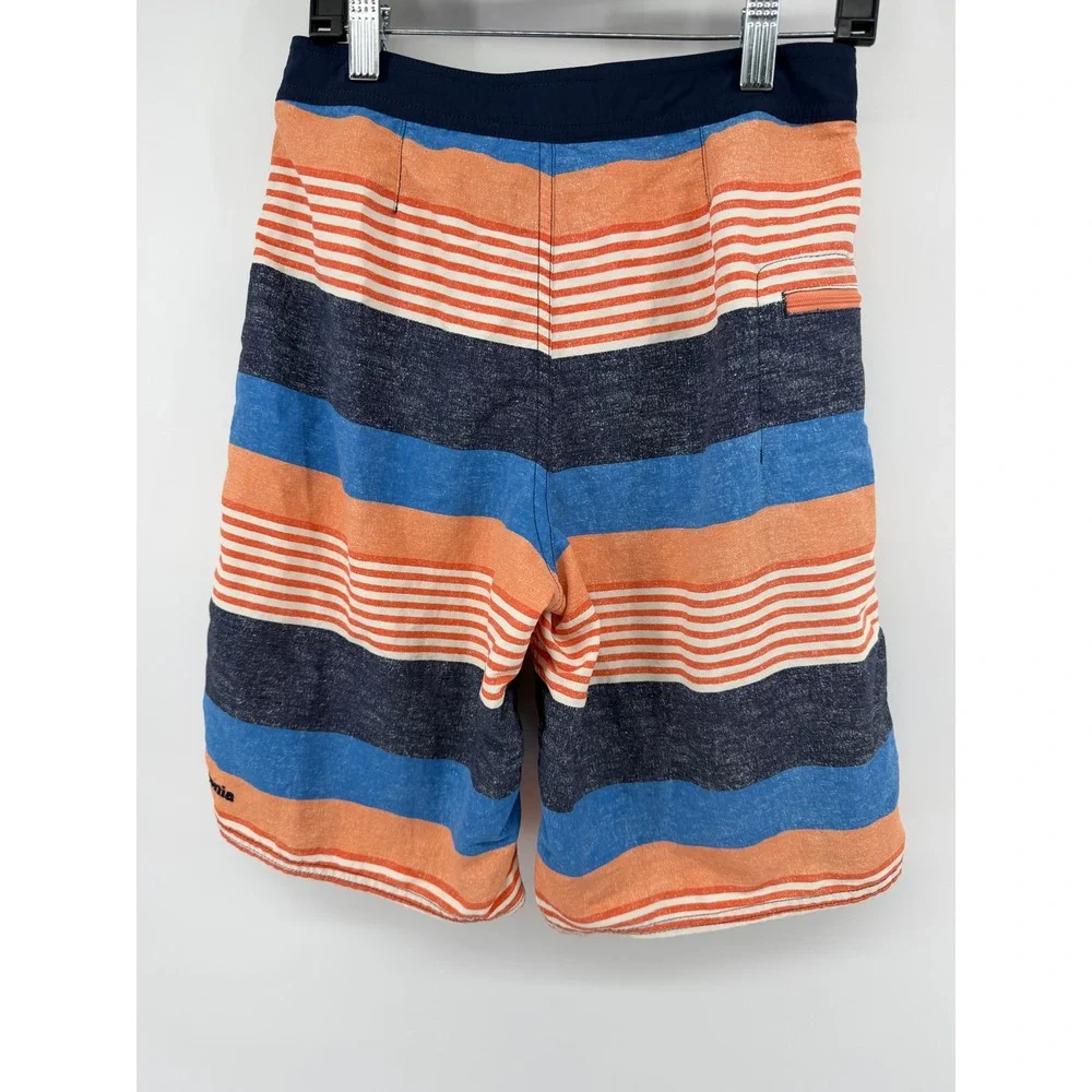 Patagonia Boys Striped Board Shorts Blue Orange Swim Trunks‎ Size 12